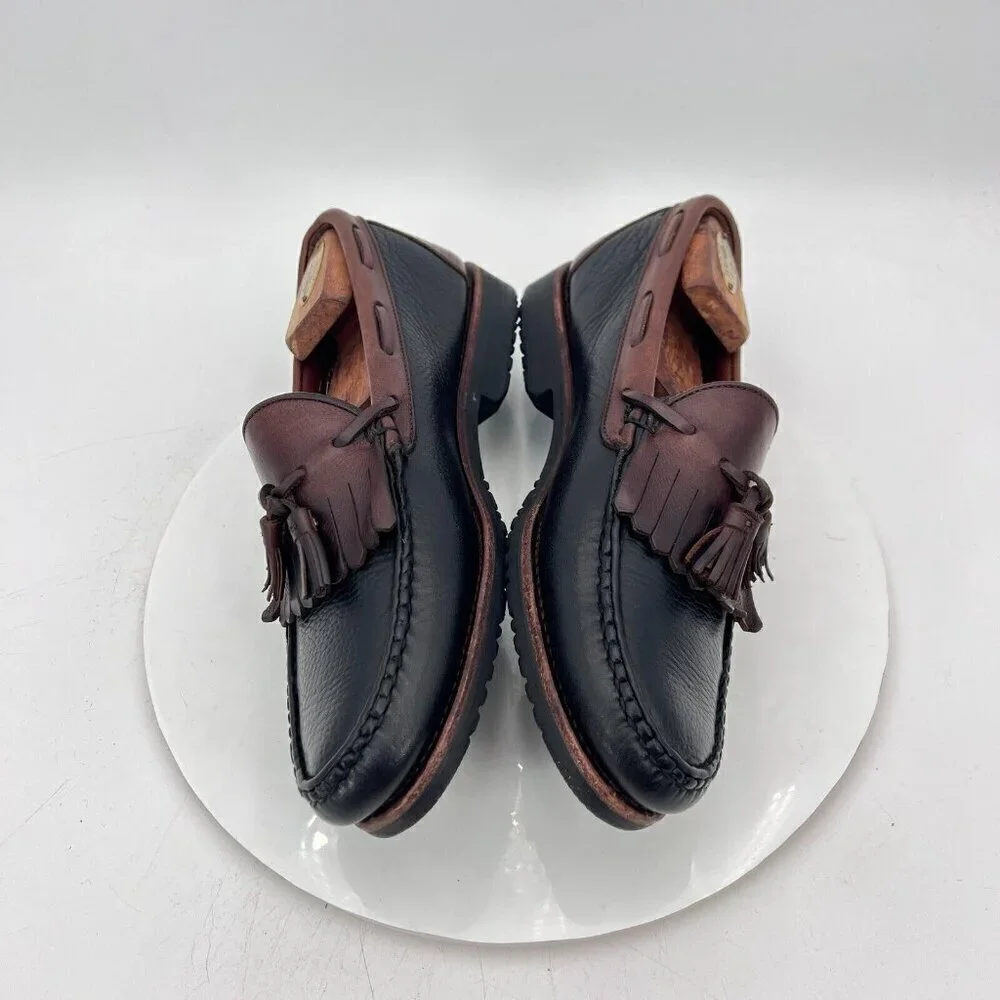 Allen Edmonds Nashua Men Size 9.5D Black Brown Leather Tassel Loafer Dress Shoes